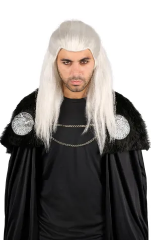 Adult White Long Warrior Wig Accessory
