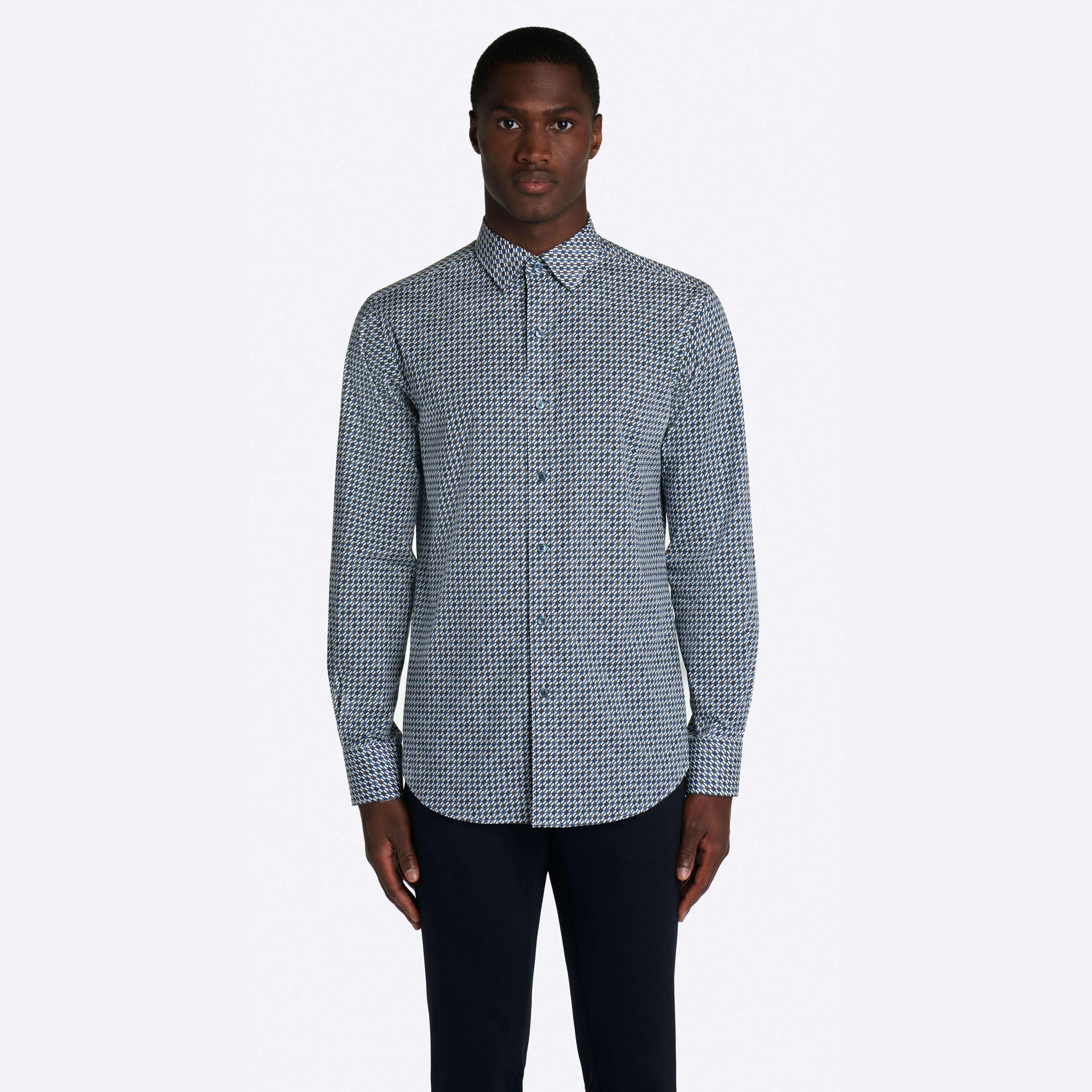 Geometric Print COMFORT STRETCH Cotton Shirt
