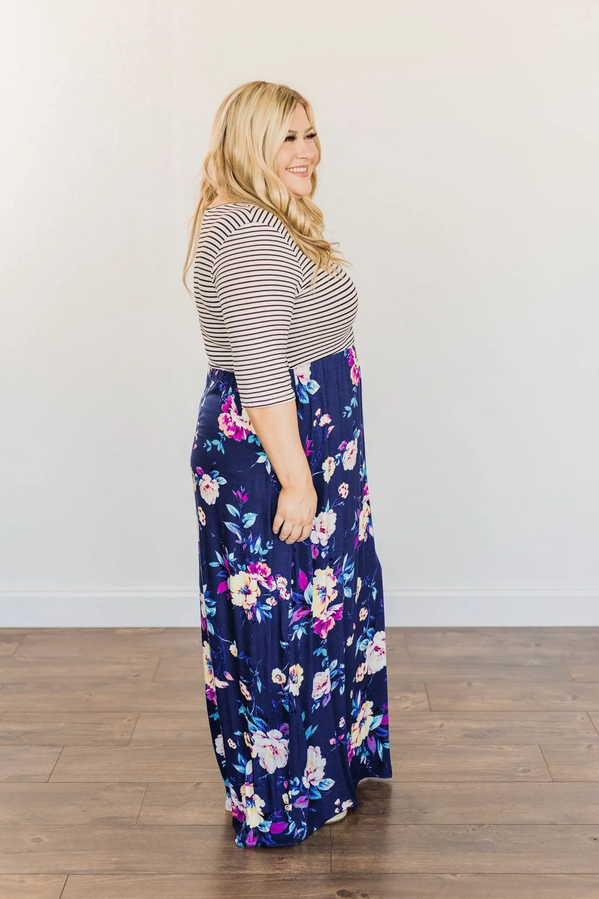 Shared Memories Floral Maxi Dress- Navy